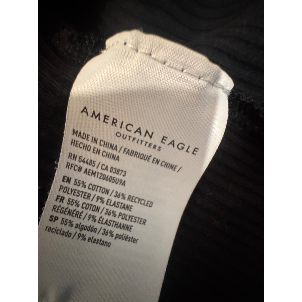 American Eagle Ribbed Black Tank‎ Top Women's Large Square Neck Stretch Basic - Picture 4 of 5
